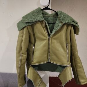 Green Shearling Women's Jacket
